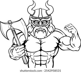 A Viking warrior gladiator cartoon sports mascot