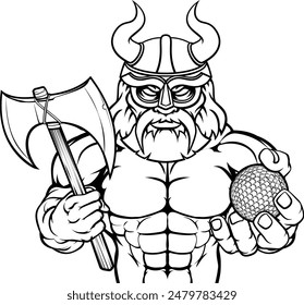 A Viking warrior gladiator golf sports mascot