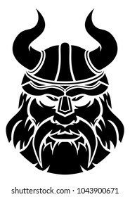 Viking warrior or gladiator sports mascot wearing a helmet with horns