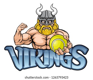 A Viking warrior gladiator tennis sports mascot