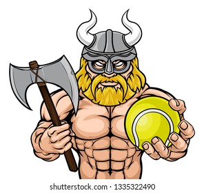 A Viking warrior gladiator tennis sports mascot