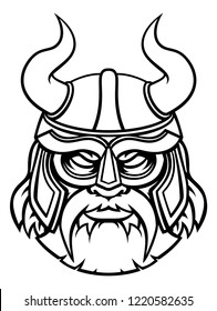 Viking warrior or gladiator wearing a helmet with horns
