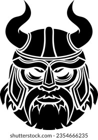 Viking warrior or gladiator wearing a helmet with horns