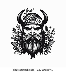 Viking warrior handdrawn logo design illustration