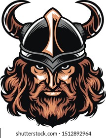 Viking warrior head cartoon vector illustration design