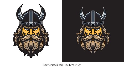 Viking warrior head vector illustration logo, symbol, template