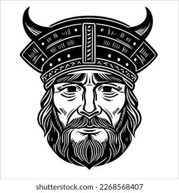 Viking Warrior con casco y barba, listo para la batalla! 
