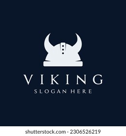 Viking warrior helmet logo with simple horned helmet.