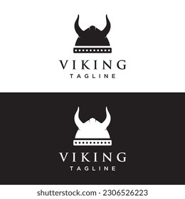 Viking warrior helmet logo with simple horned helmet.