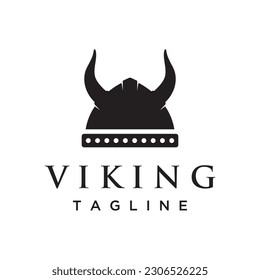 Viking warrior helmet logo with simple horned helmet.