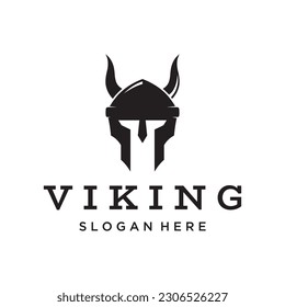 Viking warrior helmet logo with simple horned helmet.