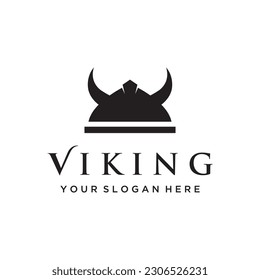 Viking warrior helmet logo with simple horned helmet.