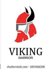 Viking warrior with Horned helmet and red beard