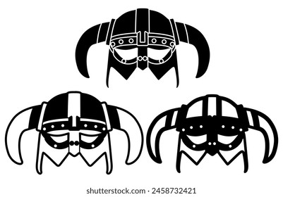 viking warrior icon symbol. viking horned helmet logo