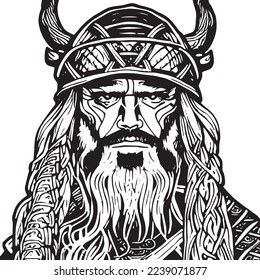 Viking warrior illustration black and white coloring page transparent vector