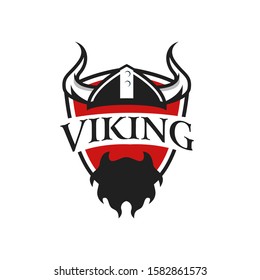 Viking warrior logo design Vector illustration