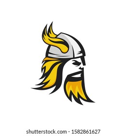 Viking warrior logo design Vector illustration