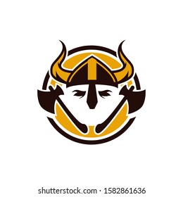 Viking warrior logo design Vector illustration