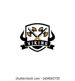 Viking warrior logo design vector illustration