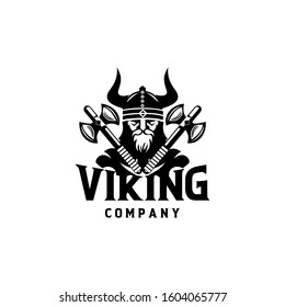 Viking warrior logo design vector illustration
