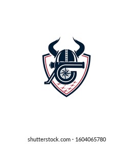 Viking warrior logo design vector illustration