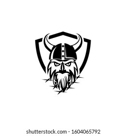 Viking warrior logo design vector illustration