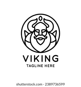 Viking Warrior Logo Vector Design illustration Emblem