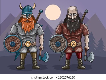 viking warrior man night moon