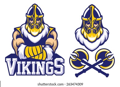 Viking Warrior Mascot Crossed Arm Pose