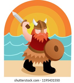 viking warrior in the ocean