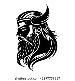 Viking Warrior Portrait Vector Logo