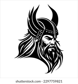 Viking Warrior Portrait Vector Logo