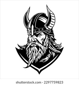 Viking Warrior Portrait Vector Logo