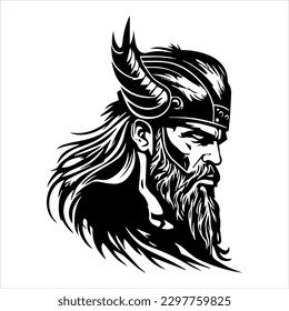 Viking Warrior Portrait Vector Logo