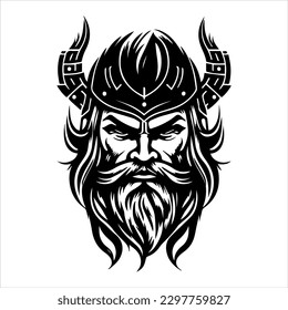 Logotipo del vector de retrato de Guerrero Viking