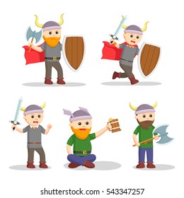 viking warrior set illustration design