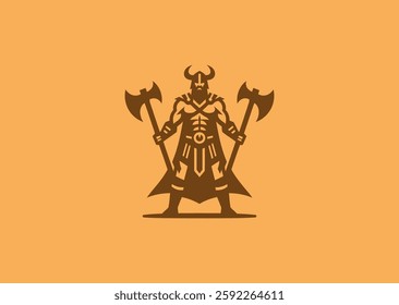 Viking Warrior Silhouette Logo – A silhouette of a Viking warrior wielding dual axes, symbolizing power and combat readiness.