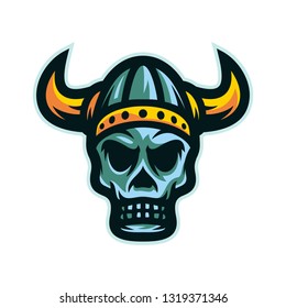 Viking warrior skull head mascot logo vector