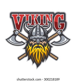 Viking warrior sport logo. Colored isolated on white background