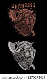 Viking Warriors logo badge illustration