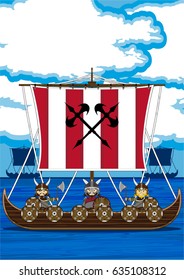 Viking Warriors on Longboat