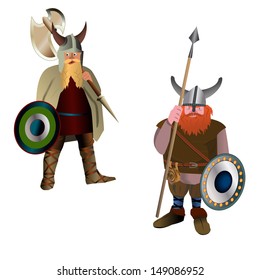 Viking warriors, vector illustration.