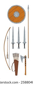 Viking Weapons set vector illustration