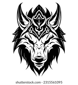 Diseño de cabeza de Wolf Viking para el tatuaje de ilustración de Viking Celtic