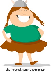 Viking woman, illustration, vector on white background