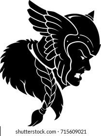 Viking Woman, Sport Mascot Silhouette