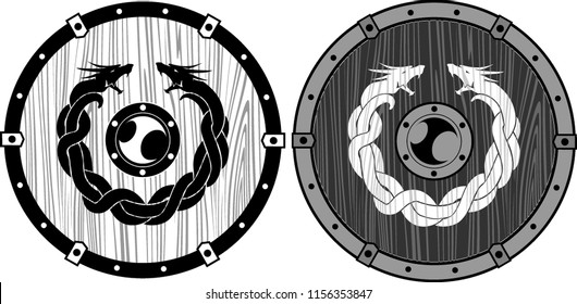 Viking Wooden Dragon Shield Set
