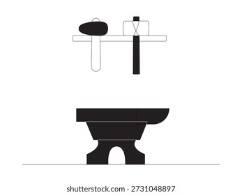 Viking work equipment, cartoon vector illustration.