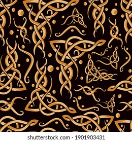 Vikings abstract vintage seamless pattern with medieval traditional celtic symbols and traceries vector illustration