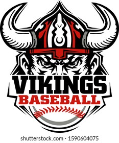 Vikings Baseball Team Design With Half Mascot For School, College Or League